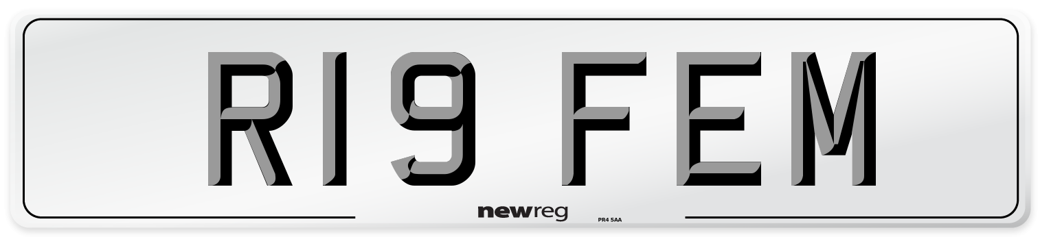 R19 FEM Number Plate from New Reg